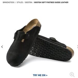 BNWT Black Boston suede buckhide Birkenstock clogs size 9 39